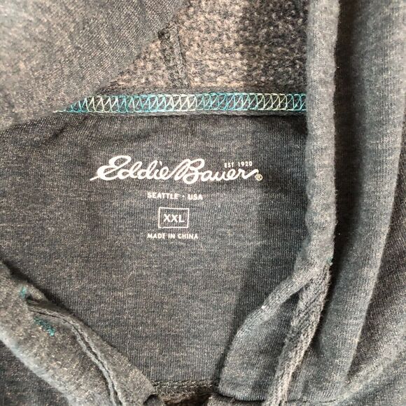 Eddie Bauer Hoodie Mens 2XLarge Blue Preppy Normcore Full Zip Sweatshirt - Picture 2 of 6